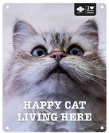 EBI D&D I love happy cats Kovová tabulka: ,,Happy cat living here" 20 × 25 cm - Sign