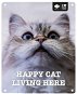 EBI D&D I love happy cats Kovová tabulka: ,,Happy cat living here" 20 × 25 cm - Ceduľa