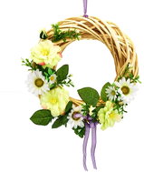 DOMMIO Easter decoration - Wicker wreath with spring decoration, yellow, 25 cm - Easter Decoration