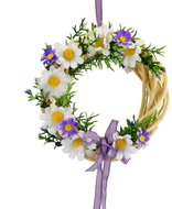 Dommio Proutěný věneček 20 cm s kopretinami, fialový - Easter Decoration