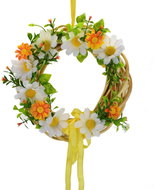 Dommio Proutěný věneček 20 cm s kopretinami, žlutý - Easter Decoration