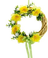 DOMMIO Easter decoration - Wicker wreath with daffodils, green, 20 cm - Easter Decoration