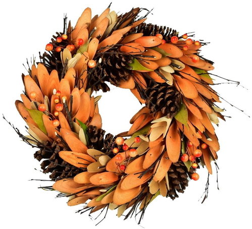 Dommio Autumn wreath decorated with pine cones 35 cm - Wreath - Main image