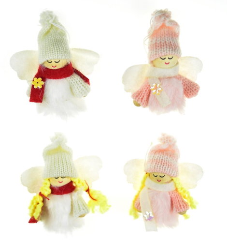 DOMMIO Pletené panenky růžovo-bílé 4 ks, 7 cm - Christmas Ornaments - Main image
