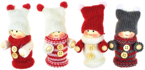 DOMMIO Pletené panenky s čepičkou 4 ks, 9 cm - Christmas Ornaments - Main image