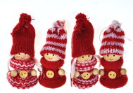 DOMMIO Christmas decorations - knitted dolls red, 8 cm, 4 pcs - Christmas Ornaments