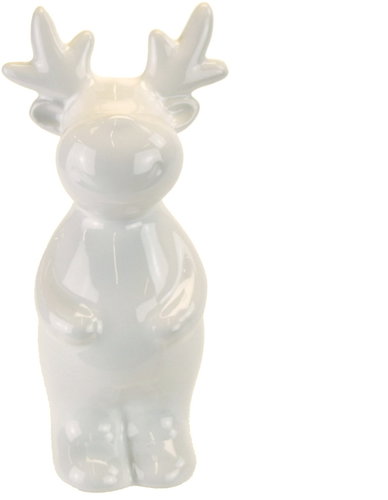DOMMIO Christmas decoration - white ceramic reindeer, 13 cm - Christmas Decoration - Main image