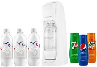 SodaStream Jet Pastel white + 3× fľaša + príchute PEPSI, 7UP, MIRINDA - SodaStream