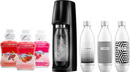 SodaStream Spirit Black + fľaša + príchute JAHODA, ZÁHRADNÉ OVOCIE, MALINA - SodaStream