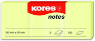 Sticky Notes KORES 50 x 40 mm, 3 x 100 leaves, yellow - Samolepicí bloček