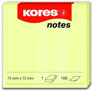 Sticky Notes KORES 75 x 75 mm, 100 leaves, yellow - Samolepicí bloček