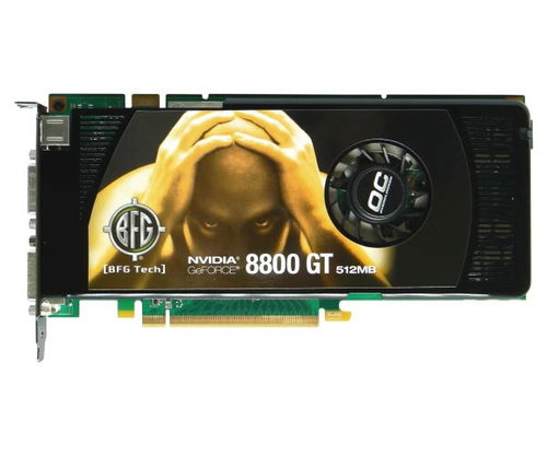 BFG 8800GT OC, 512MB DDR3 (1800MHz), NVIDIA GeForce 8800GT (625MHz), PCIe x16, SLi, 256bit, 2xDVI - Graphics Card - Hauptbild