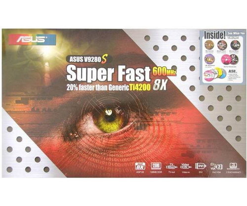 ASUS AGP-V9280S (Super Fast) 128MB, NVIDIA GeForce4 Ti4200 AGP8x Video-In/Out DVI -  - Main image