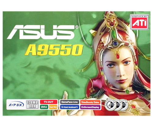 ASUS A9550/TD 128MB, ATI Radeon 9550 AGP8x DVI Main image ASUS A9550/TD 128MB, ATI Radeon 9550 AGP8x DVI - Graphics Card - Main image