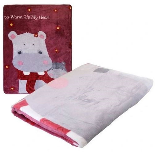 Ecarla Baby blanket microfleece 100 × 140 cm, hippo, burgundy - Blanket - Main image