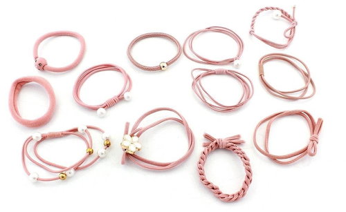 APT AG264E Set of pink hair elastics 12 pcs -  Hair Ties - Main image