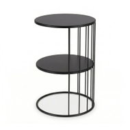 Edaxo Kulatý konferenční stolek Roda z kovu s policí, 52 cm černý - Coffee Table