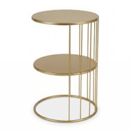 Edaxo Kulatý konferenční stolek Roda z kovu s policí, 52 cm zlatý - Coffee Table