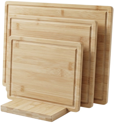 AROMELIO Set of 3 bamboo cutting boards with stand Dossier - Cutting Board - Main image