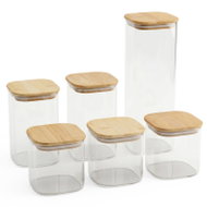 AROMELIO Sada kuchyňských dóz s bambusovým víčkem Sesto, 6 ks - Storage Jar