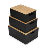 Edaxo Černé dózy s dřevěným víkem Moku, 3 velikosti - Storage Jar