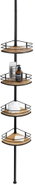 Wenko Teleskopická sprchová police Dolcedo, z bambusu a nerezové oceli, 31 × 65-275 × 23 cm, černá - Bathroom Shelf