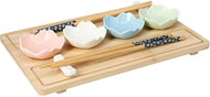 EH Excellent Houseware Sushi Set, 9 Pieces: Tray, Chopsticks and 4 Flower-Shaped Porcelain Bowls - Sushi Tableware Set
