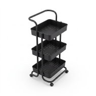 BOXIMO Kuchyňský vozík 3patrový na kolečkách, 37 × 43 × 89 cm černý - Cart