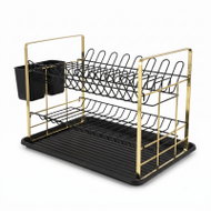 BOXIMO Dvoupatrový odkapávač na nádobí s nádobkou na příbory, 47 × 30 × 29 cm - Draining Board