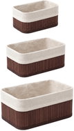 BOXIMO Sada 3 bambusových košíků s textilní vložkou, 30 × 20 × 13 cm, černá - Storage Box
