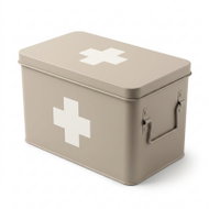 BOXIMO Kovová lékárnička s vyjímatelnou přihrádkou, 32,5 × 16,5 × 20,5 cm béžová - First-Aid Kit 