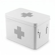 BOXIMO Kovová lékárnička s vyjímatelnou přihrádkou, 32,5 × 16,5 × 20,5 cm bílá - First-Aid Kit 