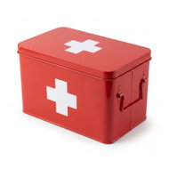 BOXIMO Kovová lékárnička s vyjímatelnou přihrádkou, 32,5 × 16,5 × 20,5 cm červená - First-Aid Kit 