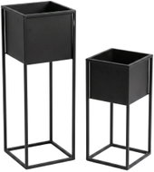 EDENIA Sada 2 ks, s truhlíky, výška 60 a 40 cm, černý, kovový, nosnost 8 a 5 kg - Flower Stand