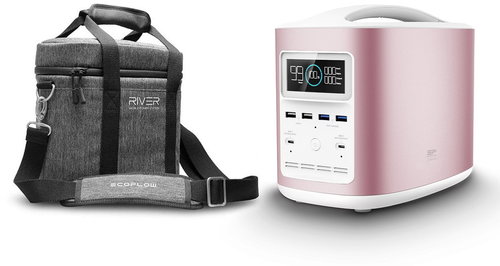 EcoFlow RIVER370 Portable Power Station Pink + Element Proof Protective Case - Charging Station - Main image