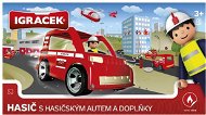 Igráček - Feuerwehrmann mit Feuer und Autozubehör - Spielset