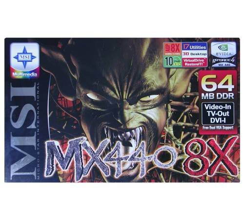 MSI MS-8888 (G4MX440-VTD8X) NVIDIA GeForce4 MX-440 64MB DDR AGP8x VIVO DVI -  - Hauptbild