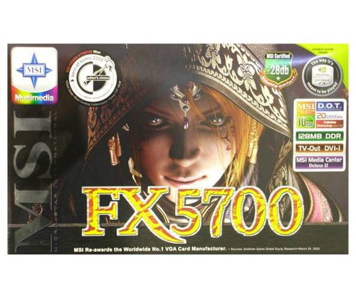 MSI MS-8958 (FX5700 TD128) NVIDIA GeForce FX-5700 128 MB DDR AGP8x DVI - Graphics Card - Main image