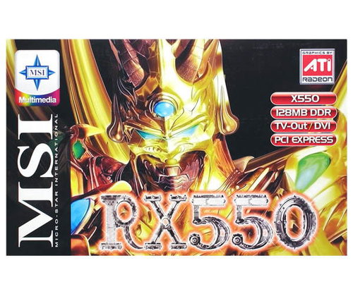 MSI MS-8964 (RX550-TD128E) ATI Radeon RX550 128 MB DDR PCIe x16 DVI - Graphics Card - Main image