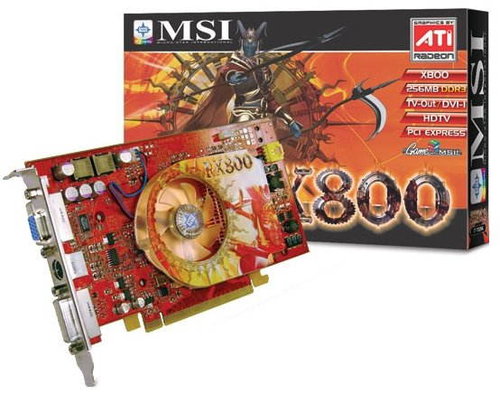 MSI MS-8995-030 (RX800-TD256E), ATI Radeon X800 256 MB DDR3 PCIe x16 DVI Main image MSI MS-8995-030 (RX800-TD256E), ATI Radeon X800 256 MB DDR3 PCIe x16 DVI - Graphics Card - Main image