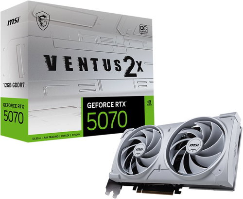 MSI GeForce RTX 5070 12G VENTUS 2X OC WHITE Main image MSI GeForce RTX 5070 12G VENTUS 2X OC WHITE - Graphics Card - Main image