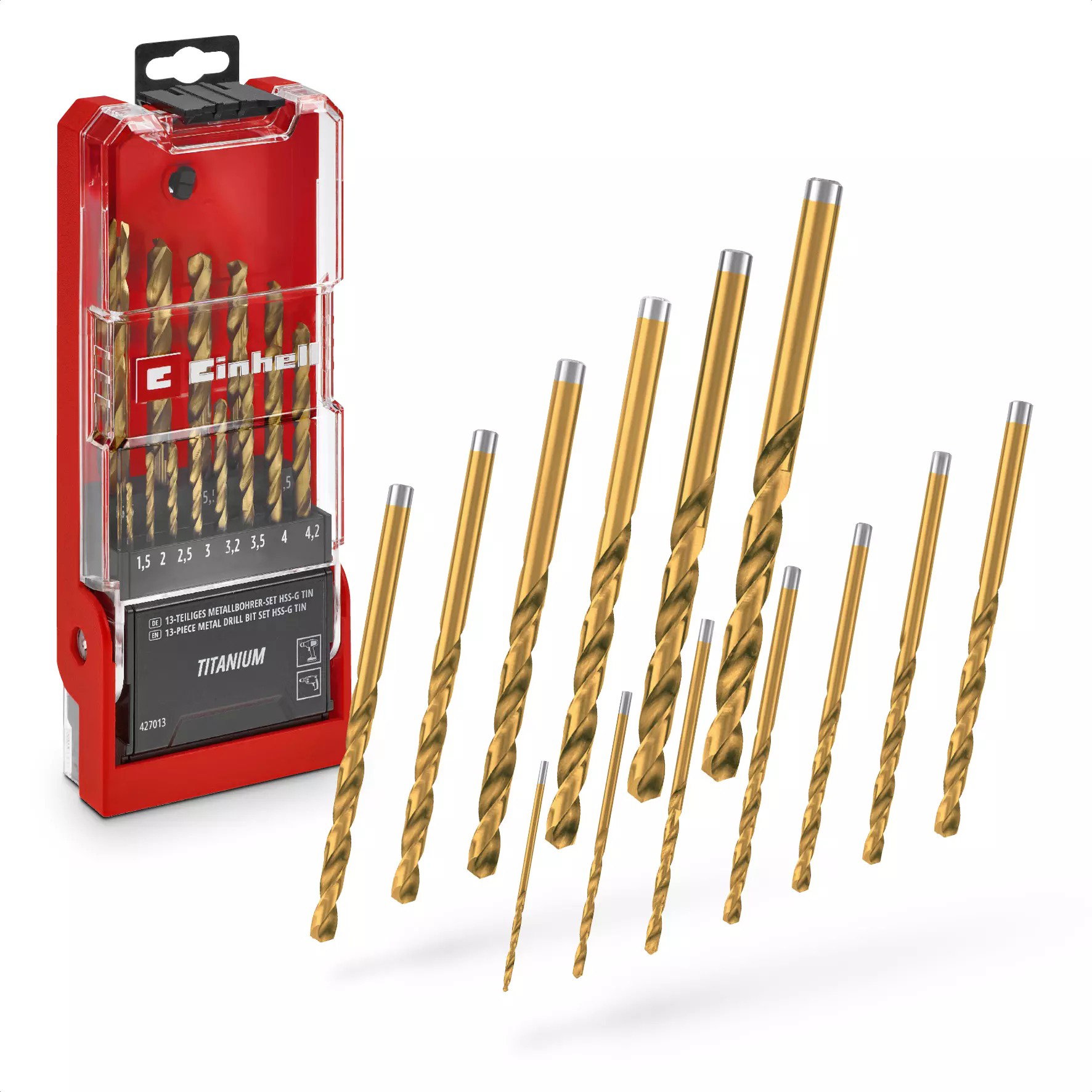 EINHELL 13pcs HSS-TiN metal drill set, 49427013