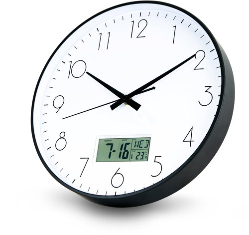 ELDONEX Tokyo Analogové hodiny s displejem, černé - Wall Clock - Main image