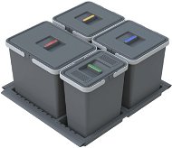 Elletipi Einbau-Abfallbehälter METROPOLIS - ausziehbar, 15+10+10+6 L, PTC28 06050 2F - Mülleimer
