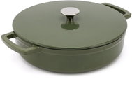 Elmich Ember enamelled cast iron shallow casserole dish, 28cm diameter, olive green - Casserole Pot