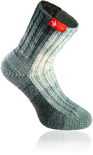 Socks from grandma Grey rainbow hand knitted, size. L - Charity - Main image