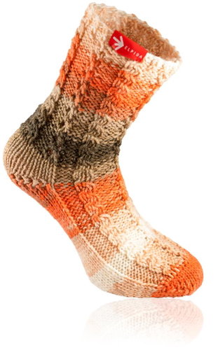 Socks from grandma Bright rainbow hand knitted, size. S - Charity - Main image