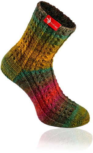 Dark rainbow hand knitted socks from grandmother, sizing. XL - Charity - Main image