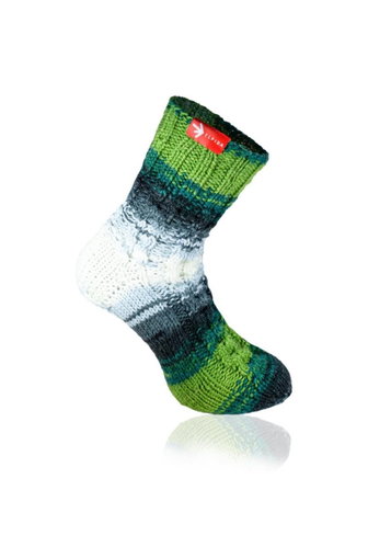 Socks from grandma Green rainbow hand knitted, size. S - Charity - Main image