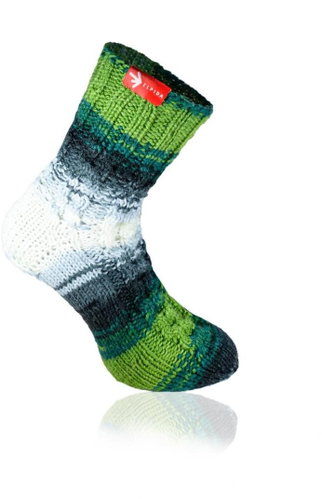 Socks from grandma Green rainbow hand knitted, size. L - Charity - Main image